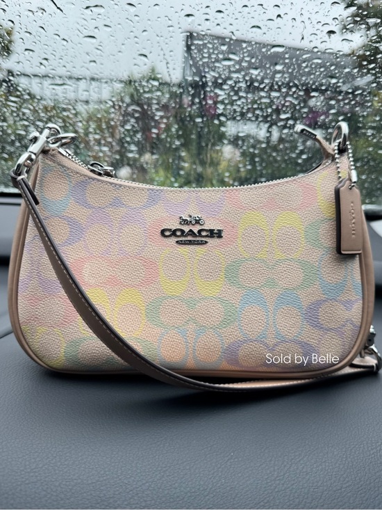 Coach Handbags - NWT Coach Teri Shoulder Bag In Rainbow Signature Canvas CDA91 Sand Multi